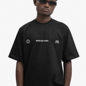 DUAL PRINT CONTRAST BLACK T SHIRT