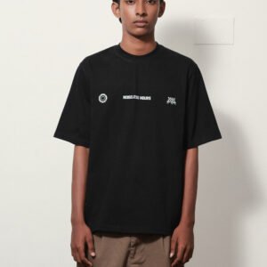 DUAL PRINT CONTRAST BLACK T SHIRT