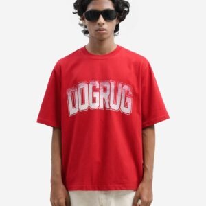 CONTRAST PRINT RED T SHIRT