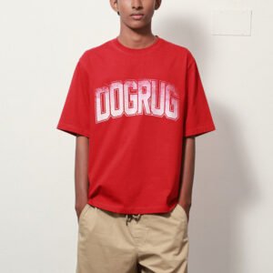 CONTRAST PRINT RED T SHIRT
